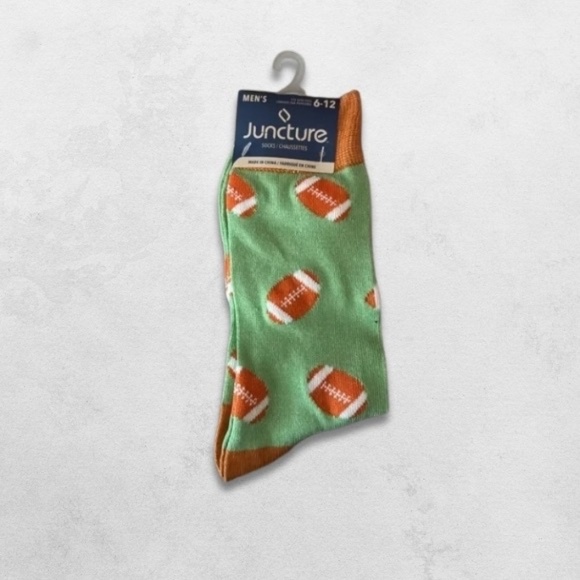 NWT Juncture Football Socks Ribbed Cuff Stretchy Mint Green Orange Men’s 6-12 - Picture 1 of 4